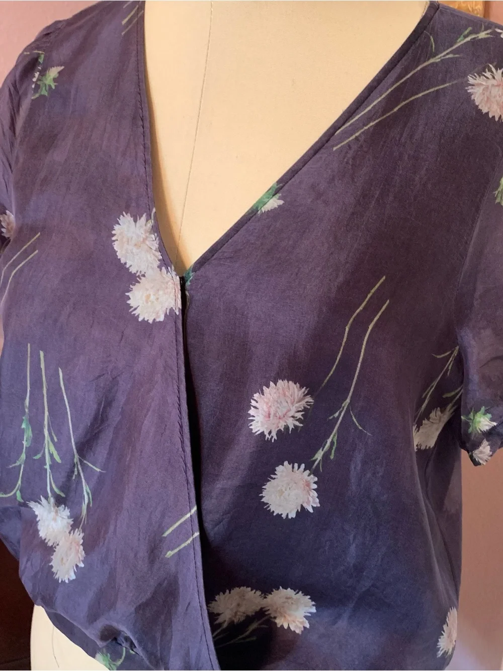 MADEWELL Women’s Silk Purple Floral Wrap Blouse